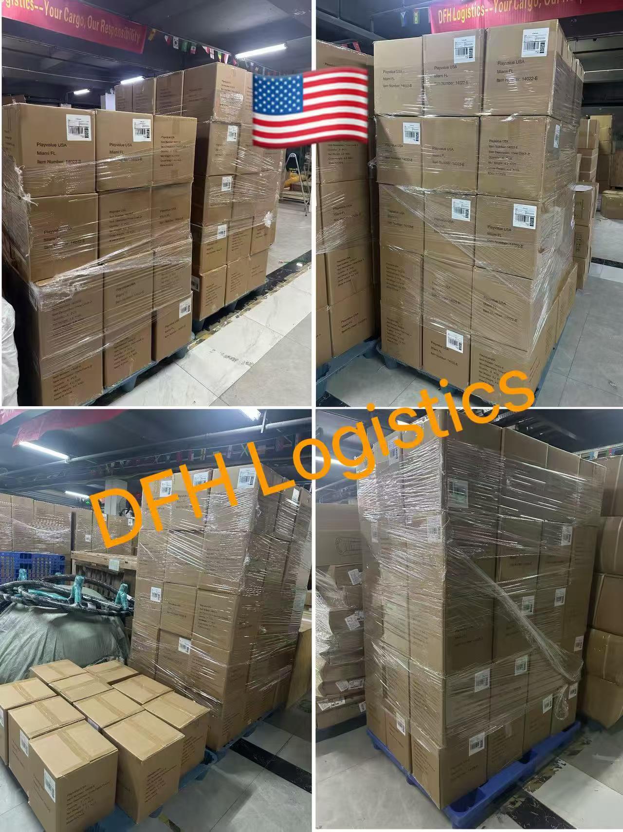 Palletised cartons prepared for a Miami consignee